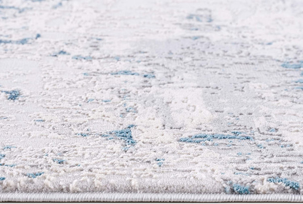 2 x 20 Blue and Ivory Abstract Strokes Runner Rug