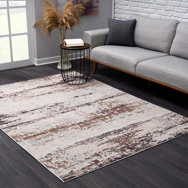 7 x 10 Violet Abstract Striations Area Rug