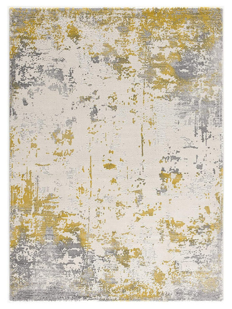 8 x 11 Gold and Gray Abstract Area Rug