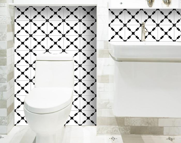 4" X 4" Black and White Tri Peel and Stick Tiles