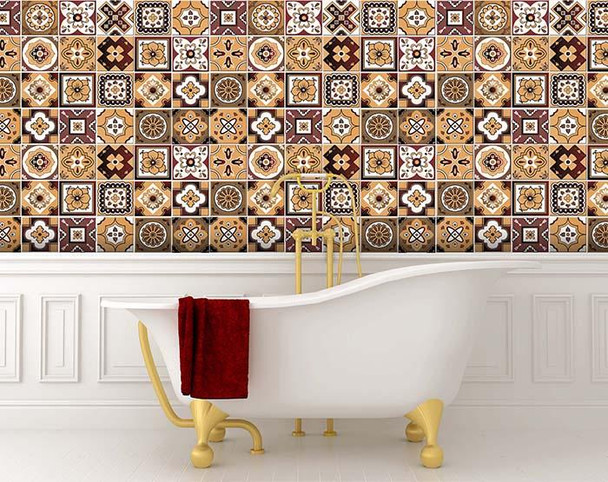 4" x 4" Shades of Brown Mosaic Peel and Stick Removable Tiles