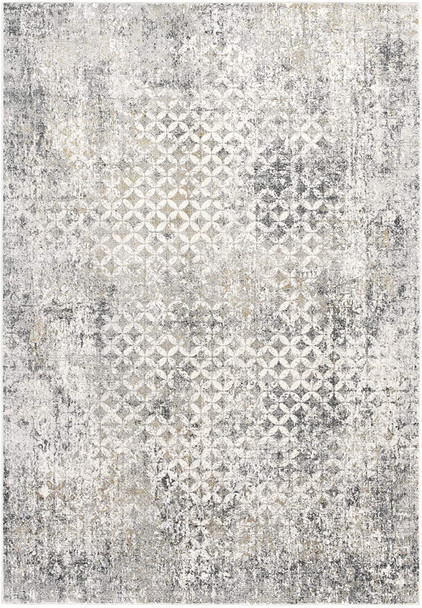 2 x 10 Gray and Ivory Distressed Runner Rug