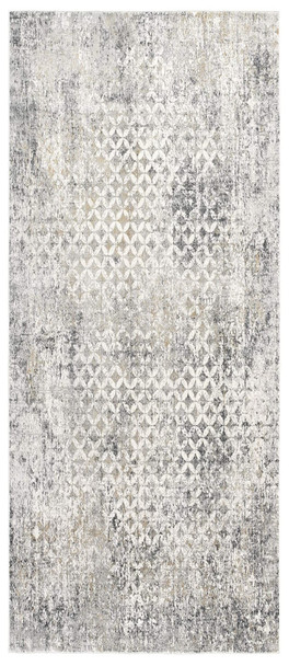 2 x 20 Gray and Ivory Distressed Runner Rug