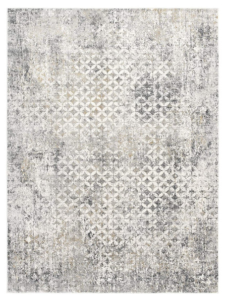 8 x 11 Gray and Ivory Distressed Area Rug