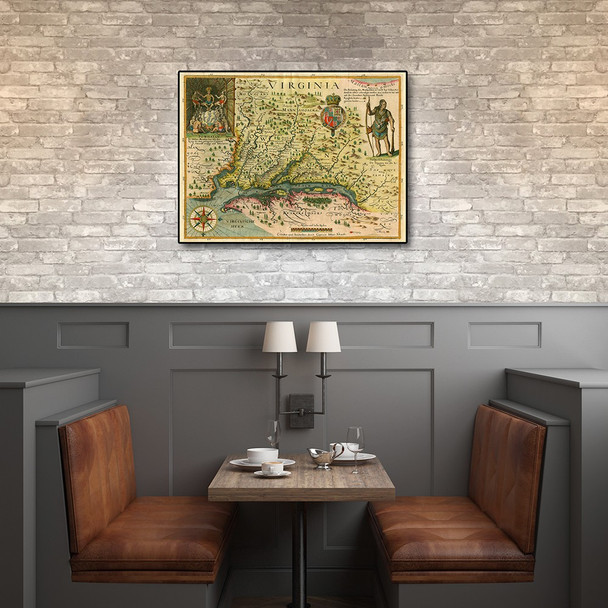 24" x 32" Map of Virginia c1627 Vintage  Poster Wall Art