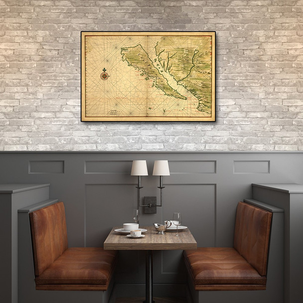 20" x 30" California as an Island c1650 Vintage Map Wall Art