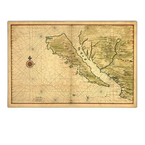20" x 30" California as an Island c1650 Vintage Map Wall Art