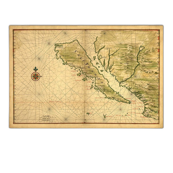 16" x 24" California as an Island c1650 Vintage Map Wall Art