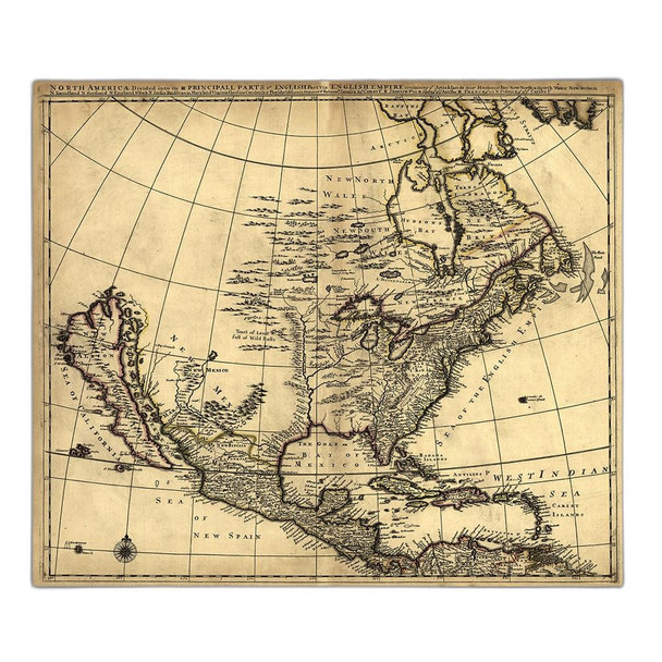 24" x 28" Map of North America c1685 Vintage  Poster Wall Art