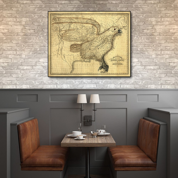 20" x 24" Eagle Map of America c1833 Vintage  Poster Wall Art