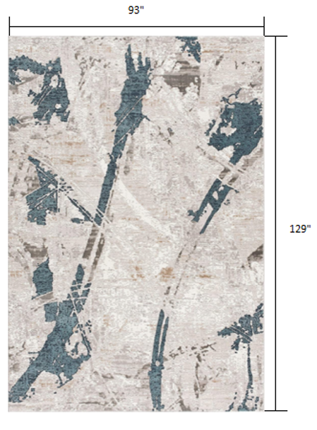 8 x 11 Navy and Ivory Abstract Distressed Area Rug