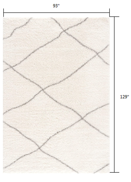 8 x 11 Ivory Modern Uneven Lattice Area Rug