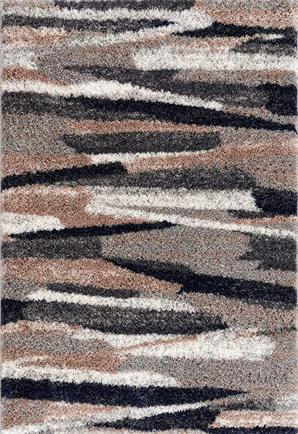 5 x 8 Gray and Black Strokes Area Rug