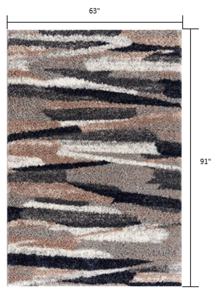 5 x 8 Gray and Black Strokes Area Rug