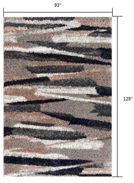 8 x 11 Gray and Black Strokes Area Rug