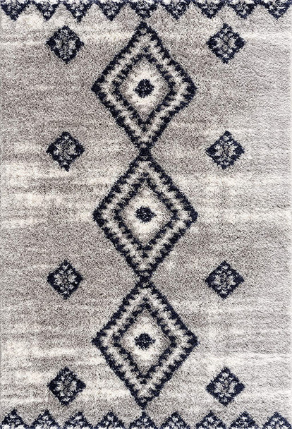 4 x 6 Gray and Navy Boho Chic Area Rug