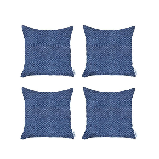 Set of 4 Blue Textured Pillow Covers