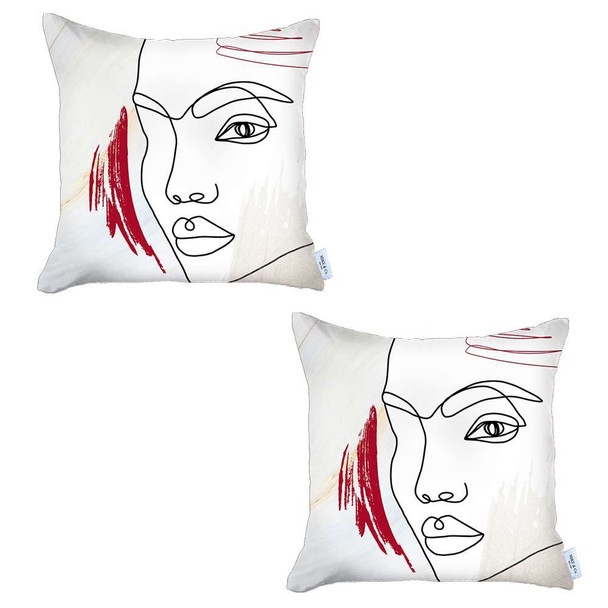 Set of 2 Ivory Printed Boho Chic Pillow Covers