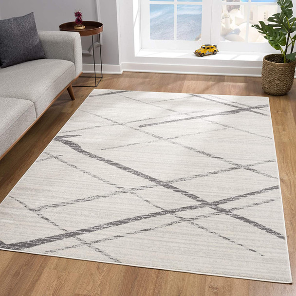 5 x 8 Gray Modern Abstract Pattern Area Rug