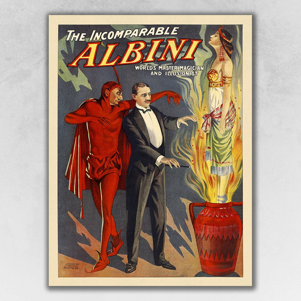 36" x 48" The Incomparable Albini Vintage Magic Poster Wall Art