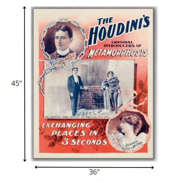 36" x 48" The Houdini's Metamorphosis Vintage Magic Poster Wall Art