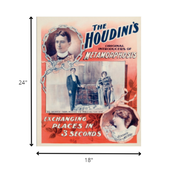 18" x 24" The Houdini's Metamorphosis Vintage Magic Poster Wall Art