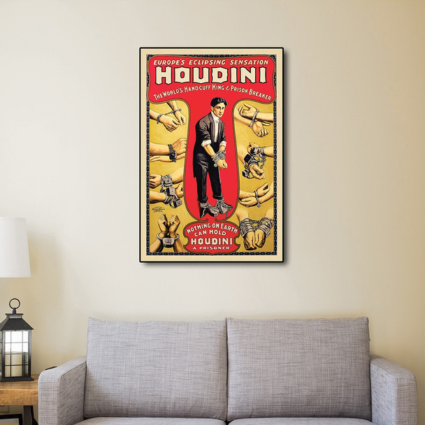 20" x 30" Houdini Handcuff King Vintage Magic Poster Wall Art