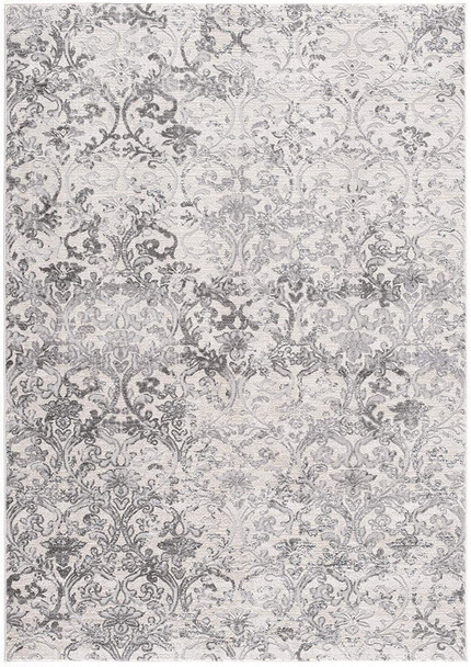 7 x 10 Cream and Gray Faded Filigree Area Rug