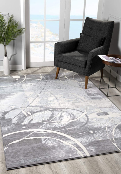 5 x 8 Gray Abstract Splatter Area Rug