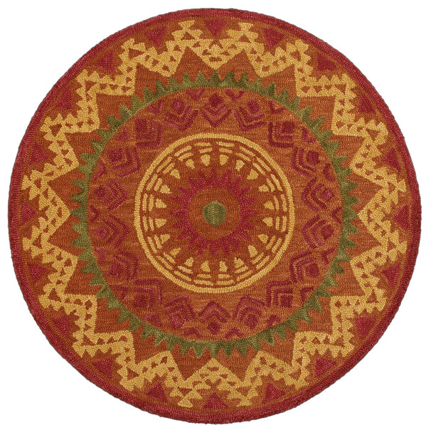 6 Round Orange Decorative Area Rug