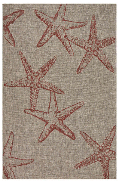 8 x 9 Red Starfish Indoor Outdoor Area Rug