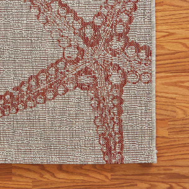 8 x 9 Red Starfish Indoor Outdoor Area Rug