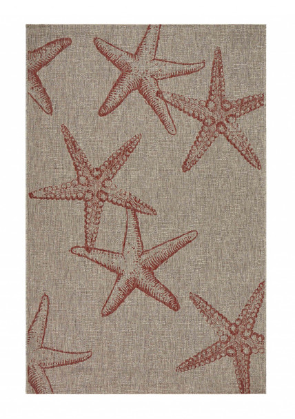 8 x 9 Red Starfish Indoor Outdoor Area Rug