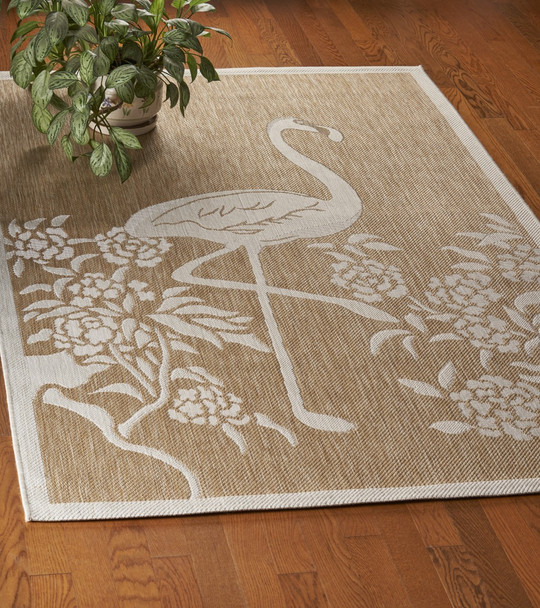 8 x 10 Tan Flamingo Indoor Outdoor Area Rug