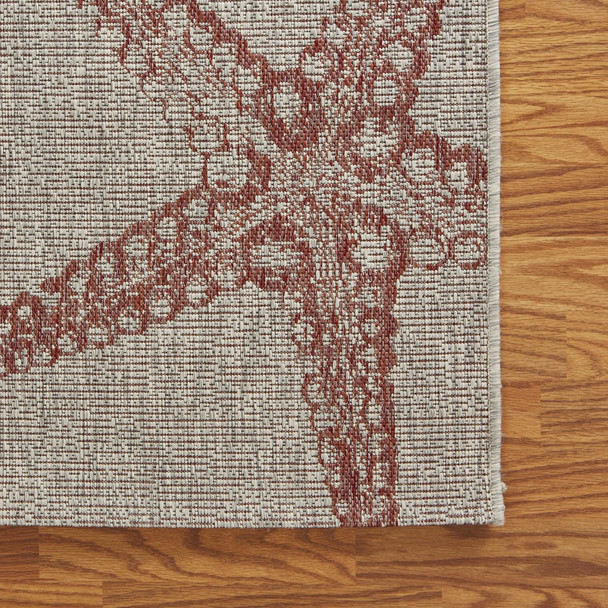 2 x 3 Red Starfish Indoor Outdoor Scatter Rug