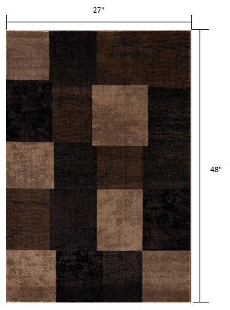 2 x 4 Brown Geometric Blocks Area Rug