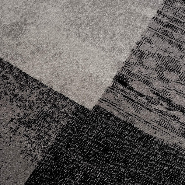 2 x 10 Gray Geometric Blocks Runner Rug