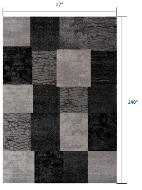 2 x 20 Gray Geometric Blocks Runner Rug