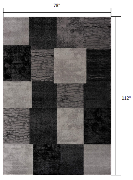 7 x 9 Gray Geometric Blocks Area Rug