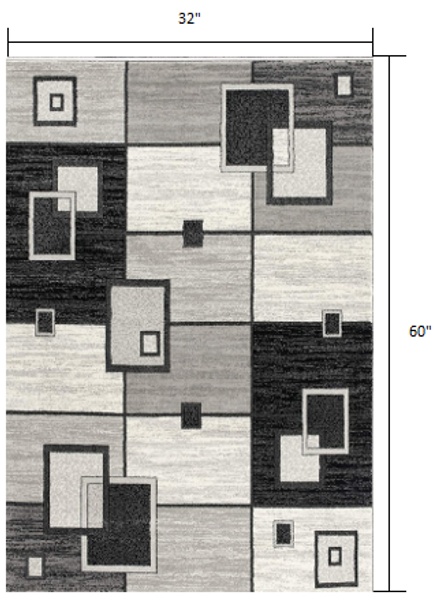 3 x 5 Gray Asymmetric Blocks Area Rug