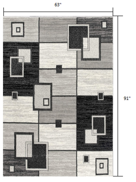 5 x 8 Gray Asymmetric Blocks Area Rug