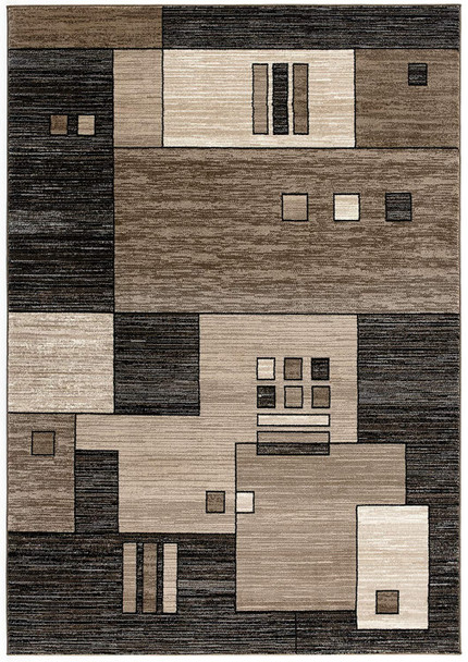 4 x 6 Beige and Brown Geometric Area Rug