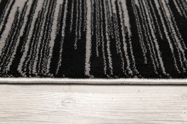 2 x 10 Black Transitional Striped Runner Rug