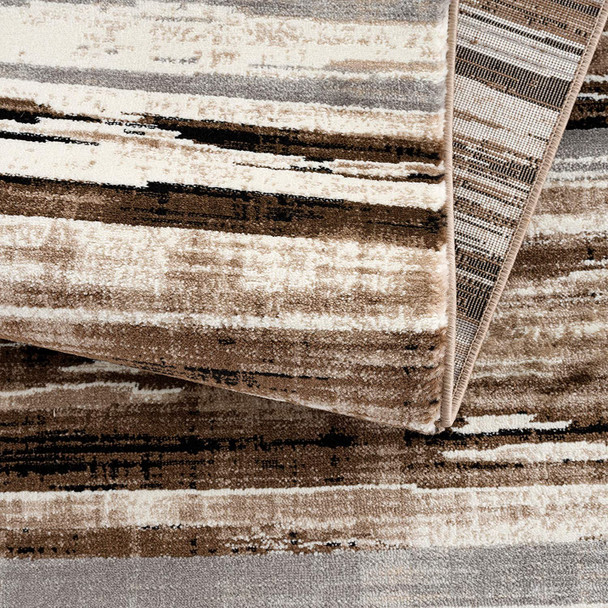 2 x 10 Beige Rustic Strokes Runner Rug