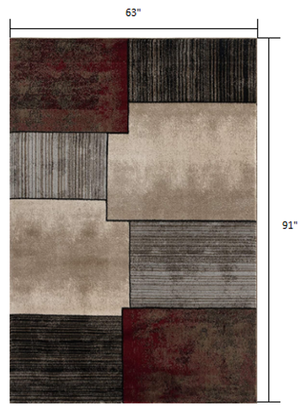 5 x 8 Brown Overlapped Blocks Area Rug