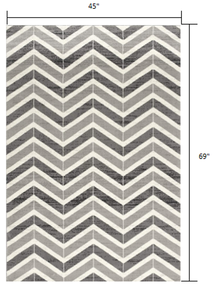 4 x 6 Gray Distressed Chevron Area Rug