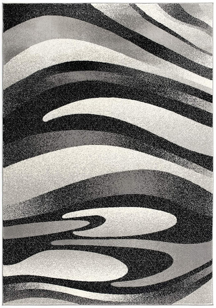 3 x 8 Black and Gray Abstract Marble Runner Rug