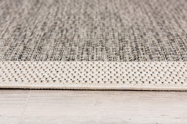 3 x 15 Sand and Gray Distressed Border Runner Rug