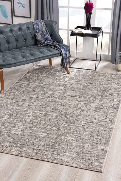 3 x 20 Ivory and Gray Modern Weathered Runner Rug