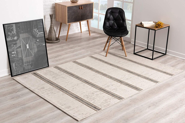 3 x 13 Ivory Transitional Striped Runner Rug